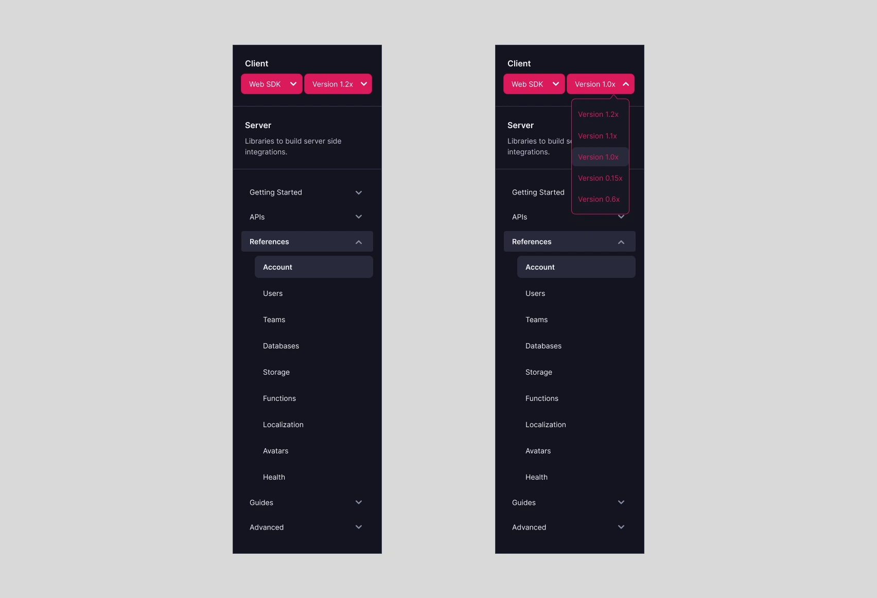 sdk and version selector