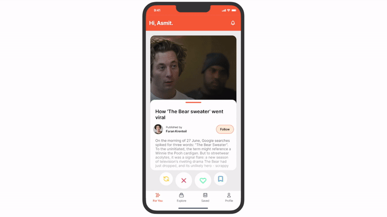 Swipe Articles Preview
