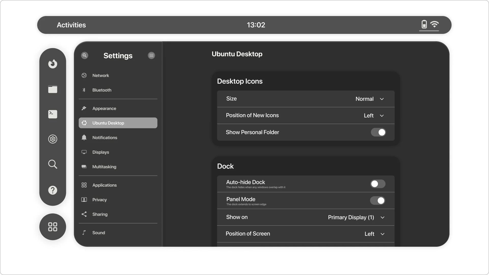 Settings mid-fidelity
